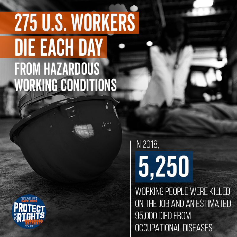 275 U.S. Workers Die Each Day From Hazardous Working Conditions