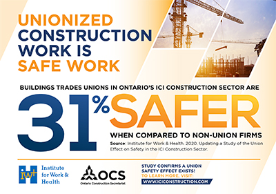 Unionized construction work is safe work