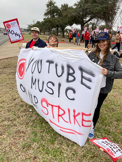 YouTube music workers on strike