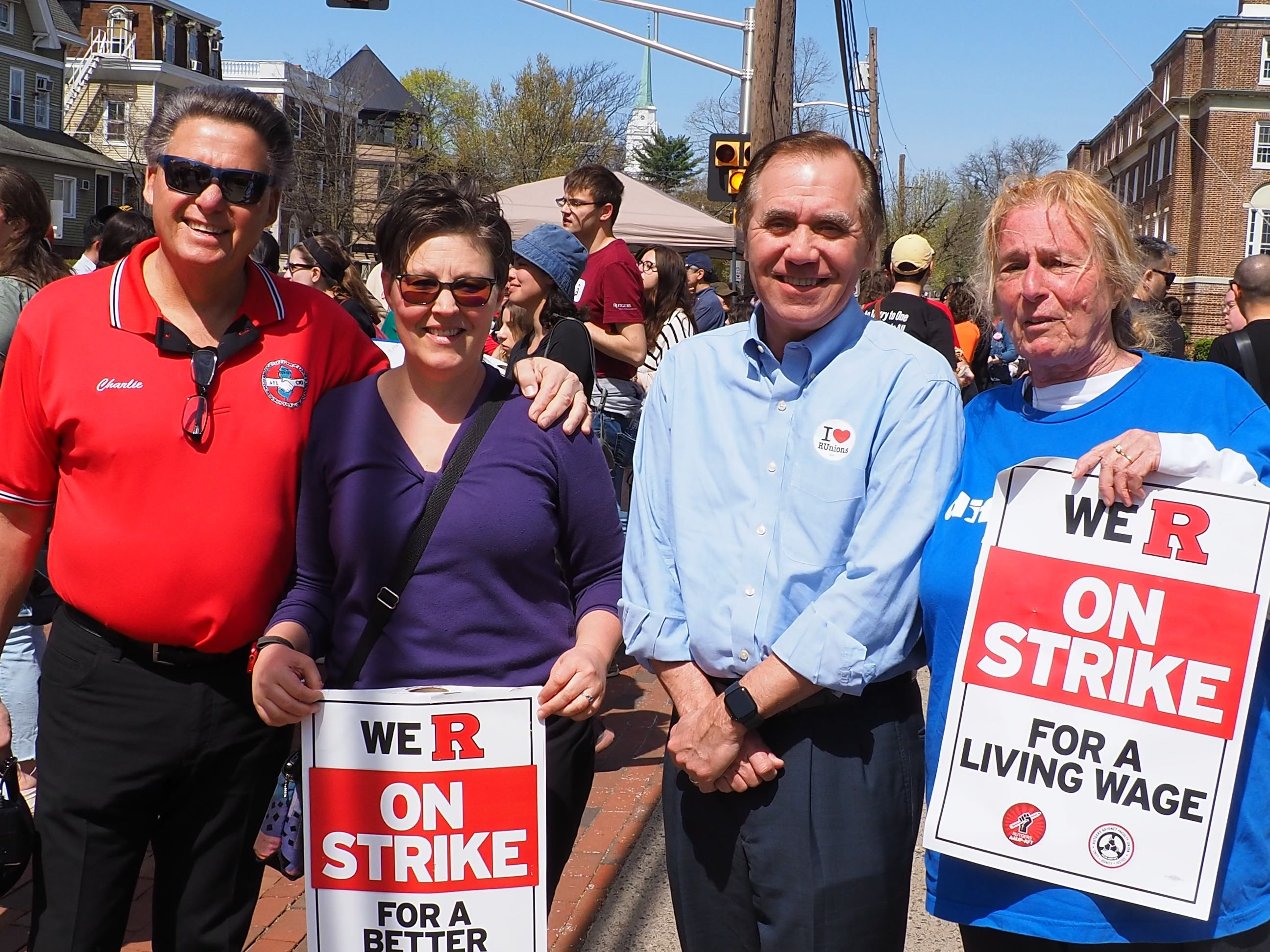 President Wowkanech visits the Rutgers picket line