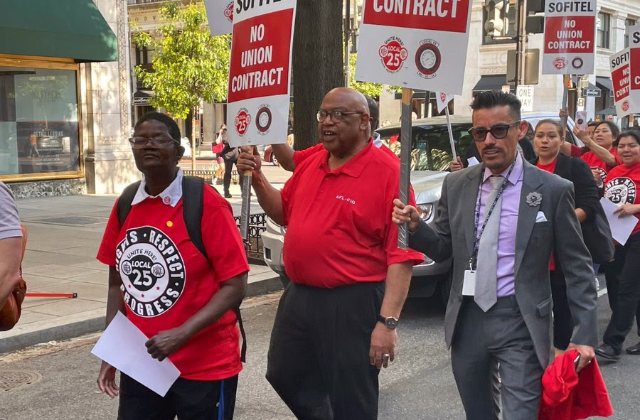 Secretary-Treasurer Joins Sofitel workers at a Washington, D.C. rally.