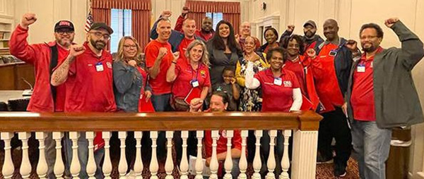 CWA members lobbying at the New Jersey legislature.