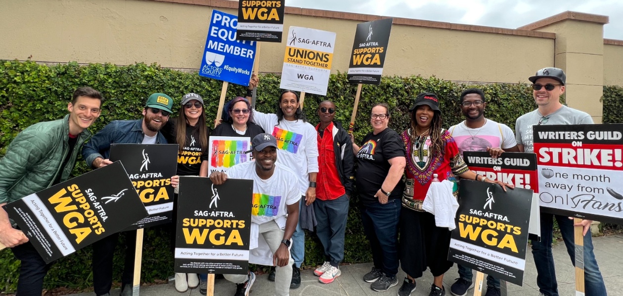 SAG-AFTRA and WGA members on strike