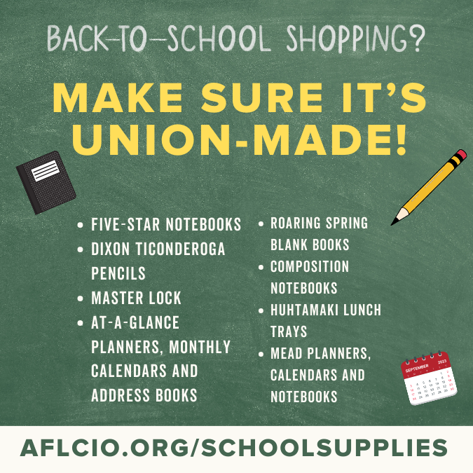 Union-made in America School Supply List