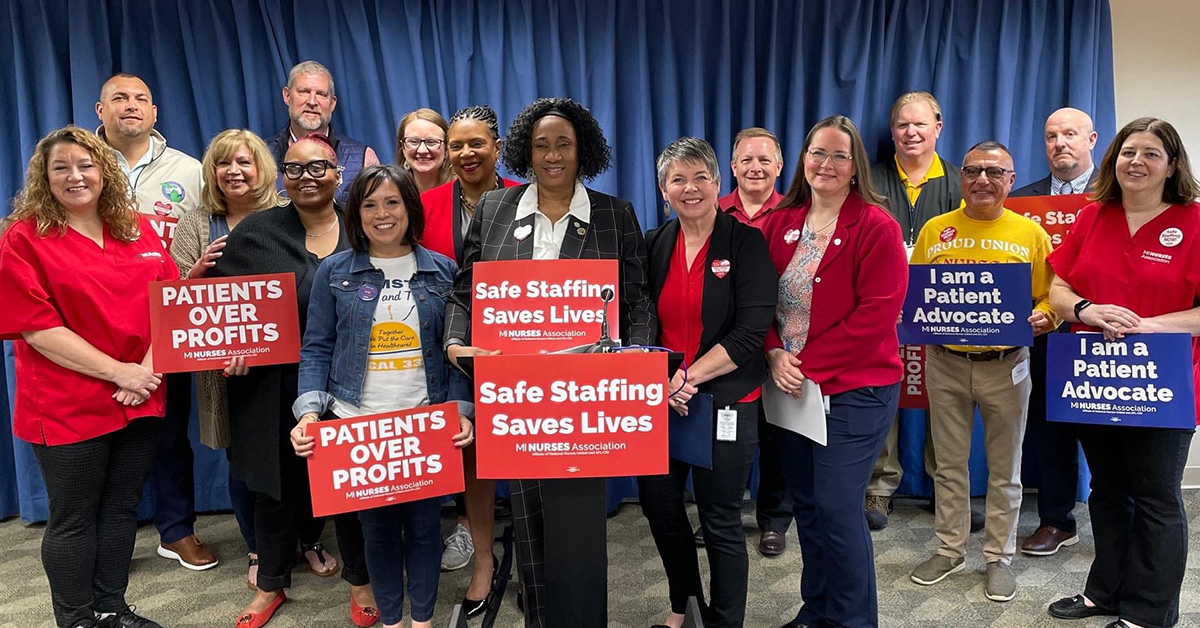 Michigan RNs advocate for safe staffing levels.