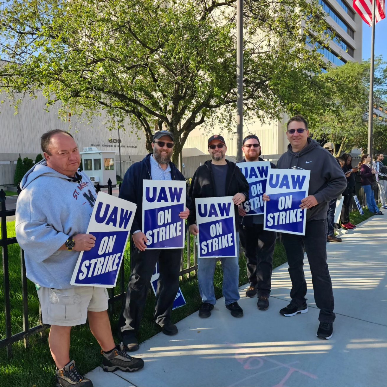 UAW members at Blue Cross Blue Shield of Michigan on strike.