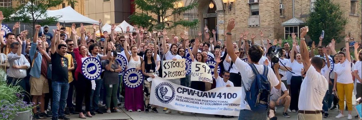 Columbia Postdoctoral Workers rally for a fair contract.