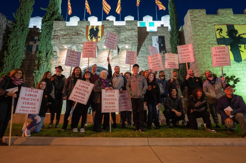 Medieval Times Buena Park workers on strike. Photo credit: Brett Banditelli