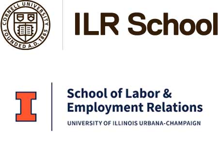 Cornell and University of Illinois labor school logos