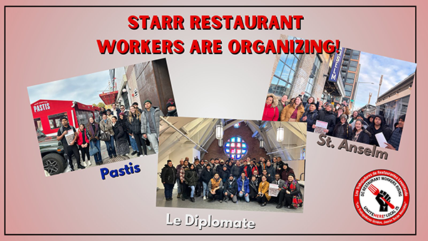 Pictures of Starr workers with an overlay that reads "Starr workers are organizing."