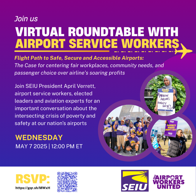SEIU Airport Workers Virtual Roundtable Graphic