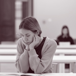 Sad government worker