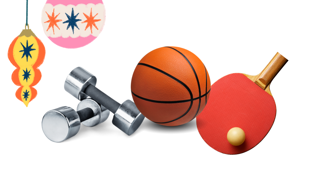 Sports equipment with a holiday ornament