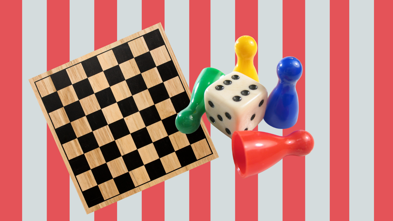 Checkers board and pieces