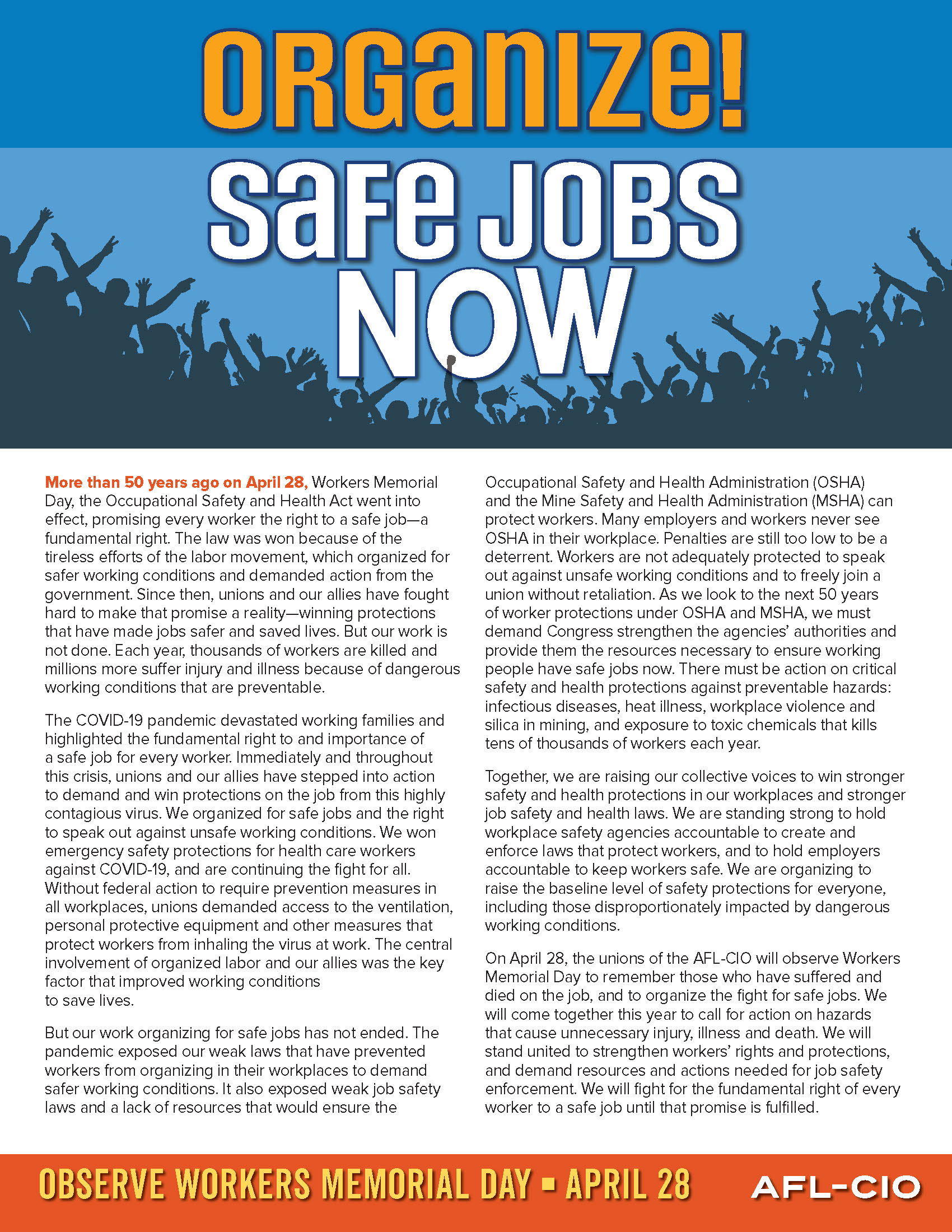 Workers Memorial Day Flyer/Fact Sheet - English