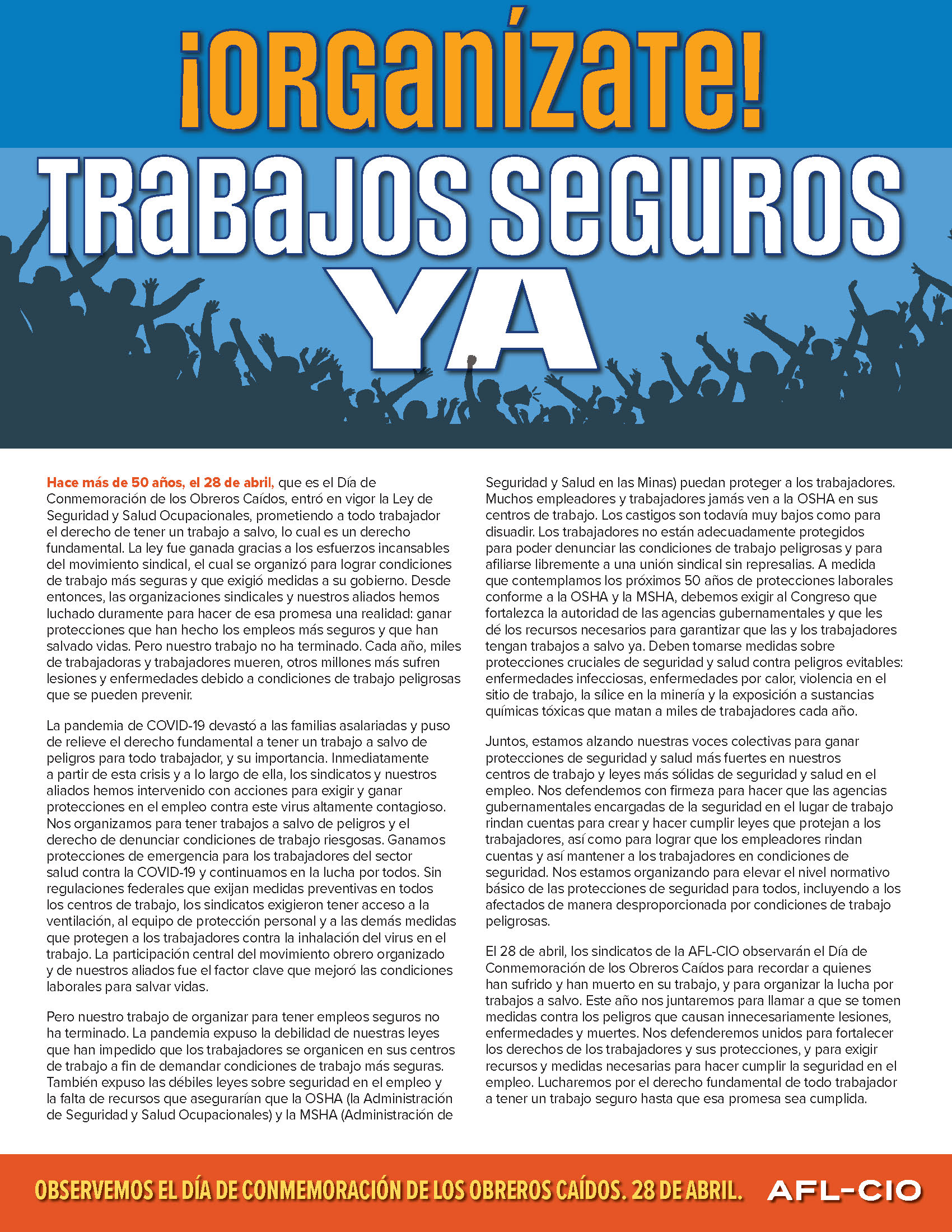 Workers Memorial Day Flyer/Fact Sheet - Spanish